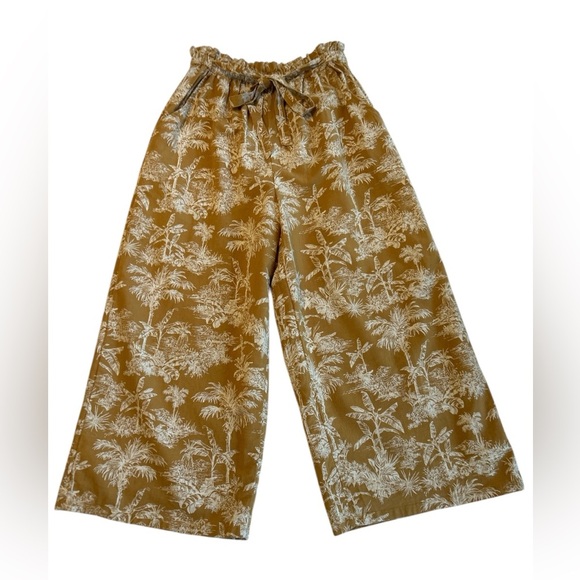 American Eagle Wide Leg Capris Lined Size Medium Toile Linen Lightweight Resort. - Picture 2 of 11